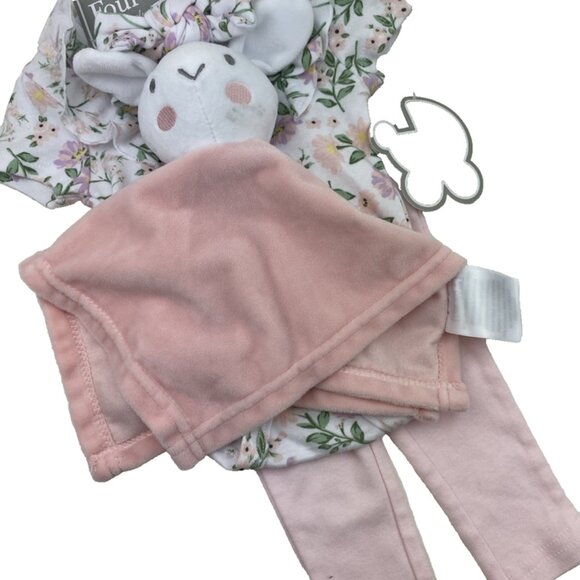 Baby Outfit Set Size 6m Infant Girls Bodysuit Plush Pants Headband Floral 4pc - Picture 8 of 8